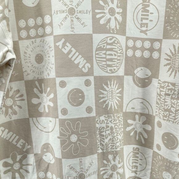 Smiley x H&M Unisex Oversized Tan Beige Graphic Denim Jacket Size Small - Picture 12 of 14